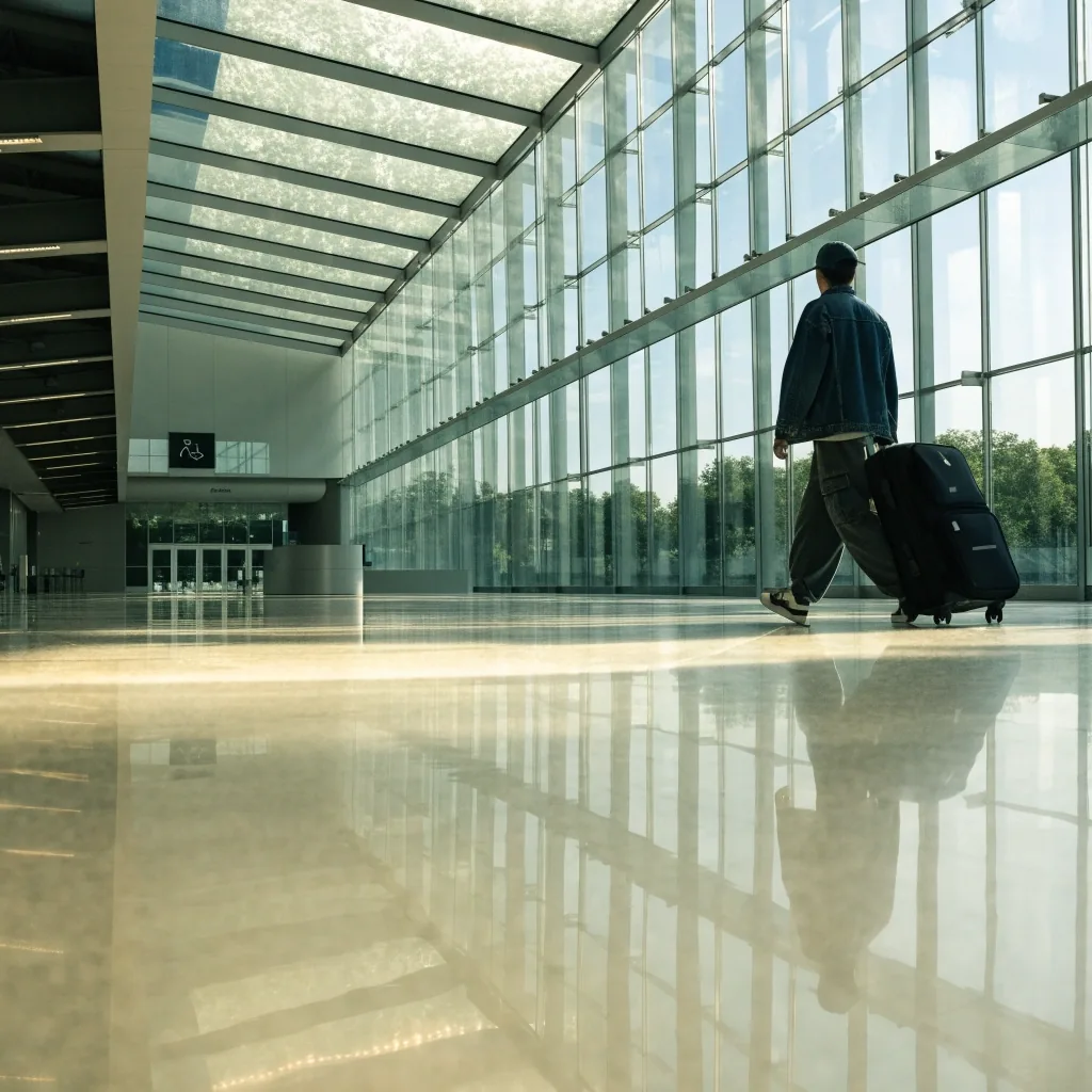 Arrivals concourse at Melbourne Airport in daylight
