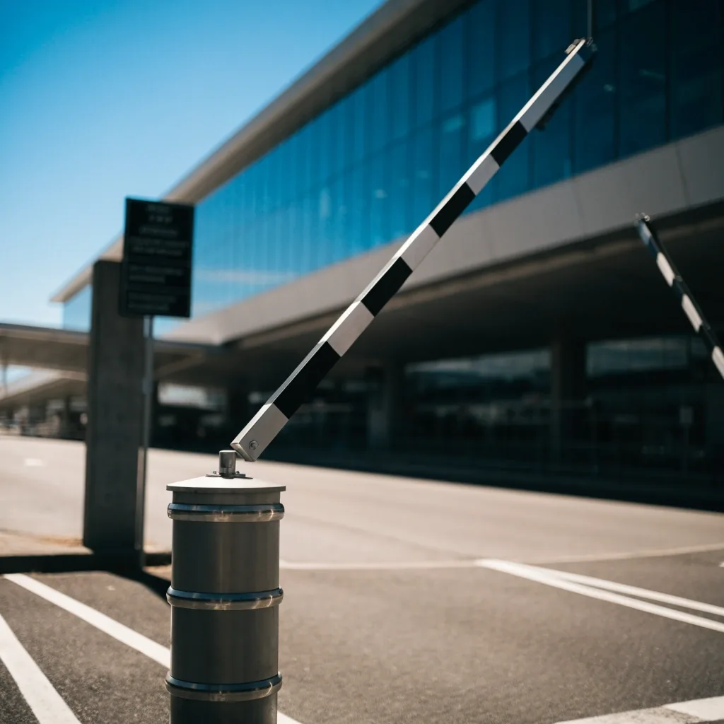 Entry lane boom gate at an airport car park